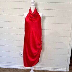 Gianni Bini Red /Salmon Sleeveless, Backless Satin Cocktail Dress Size 12
